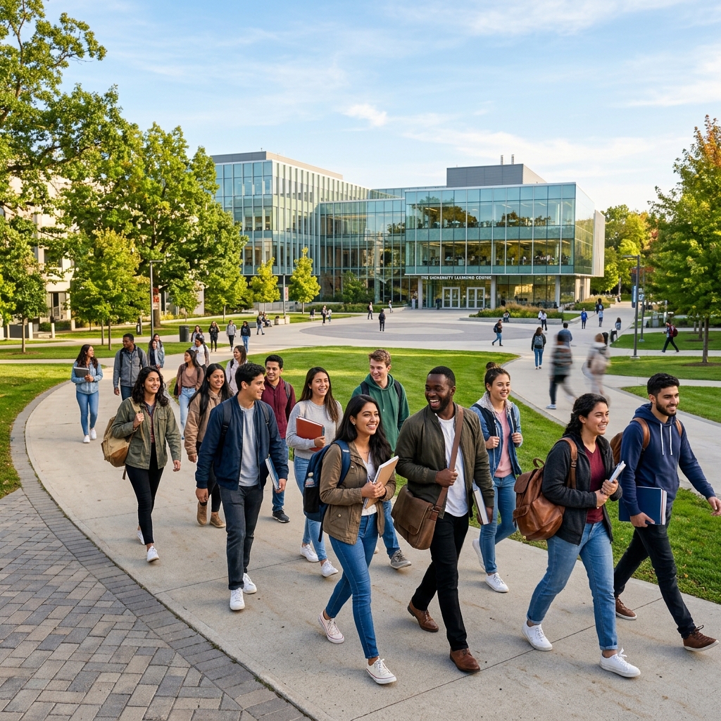 International students on university campus